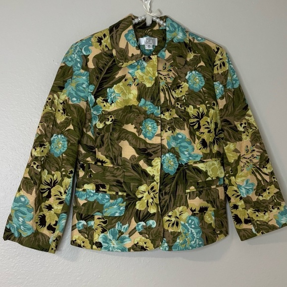 Ann Taylor Loft Women Petite Tropical Floral Print Blazer Jacket - Picture 10 of 11